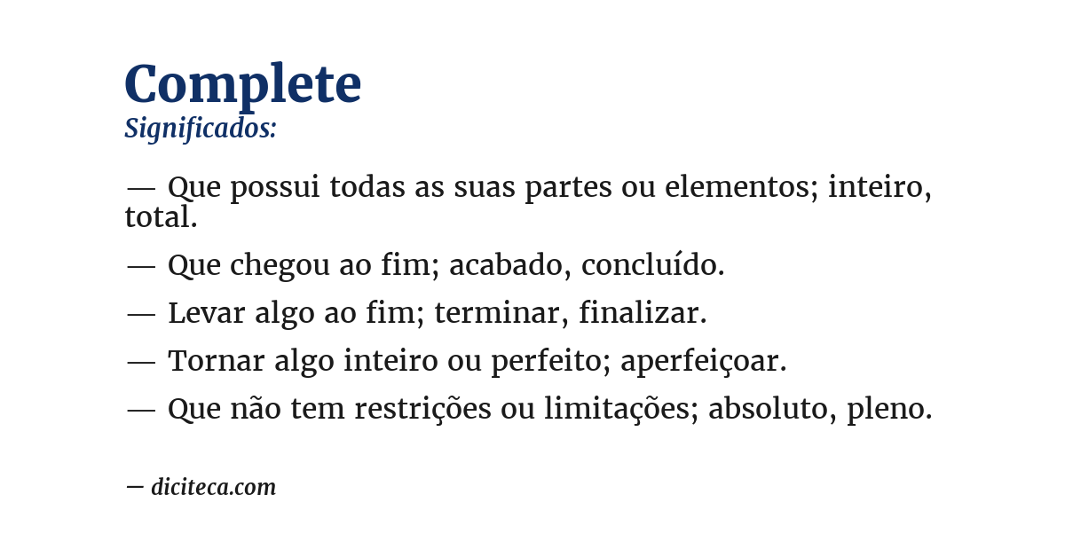 Significado de complete
