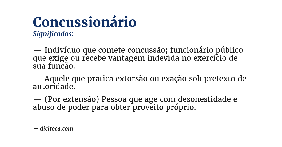Significado de concussionário
