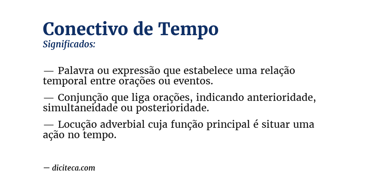 Significado de conectivo de tempo