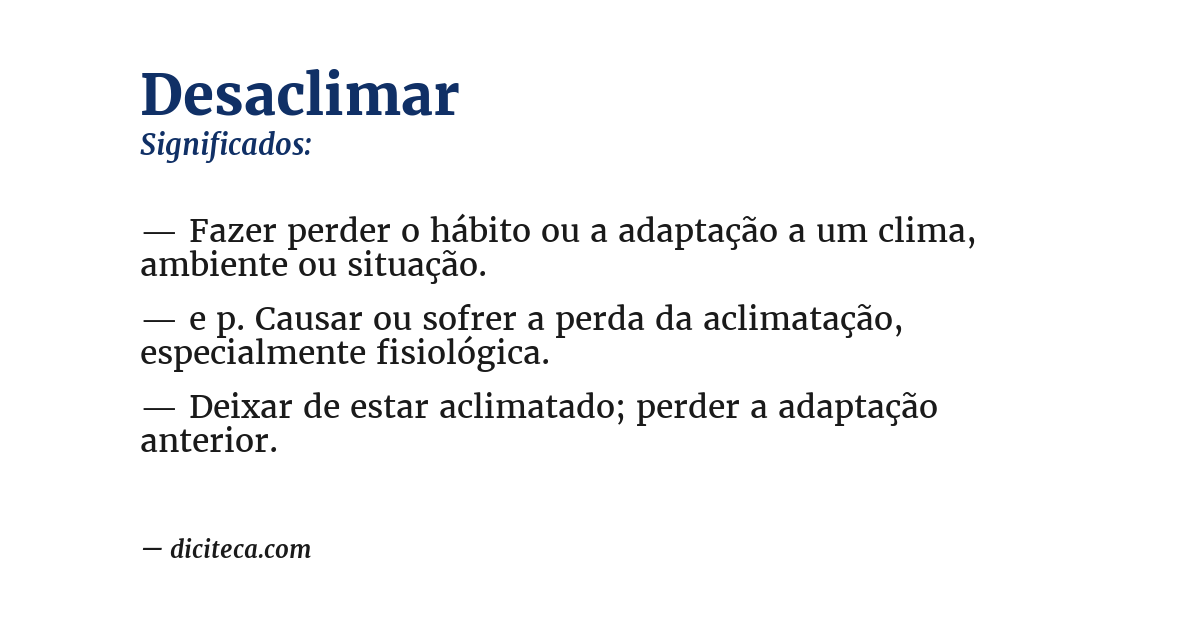Significado de desaclimar