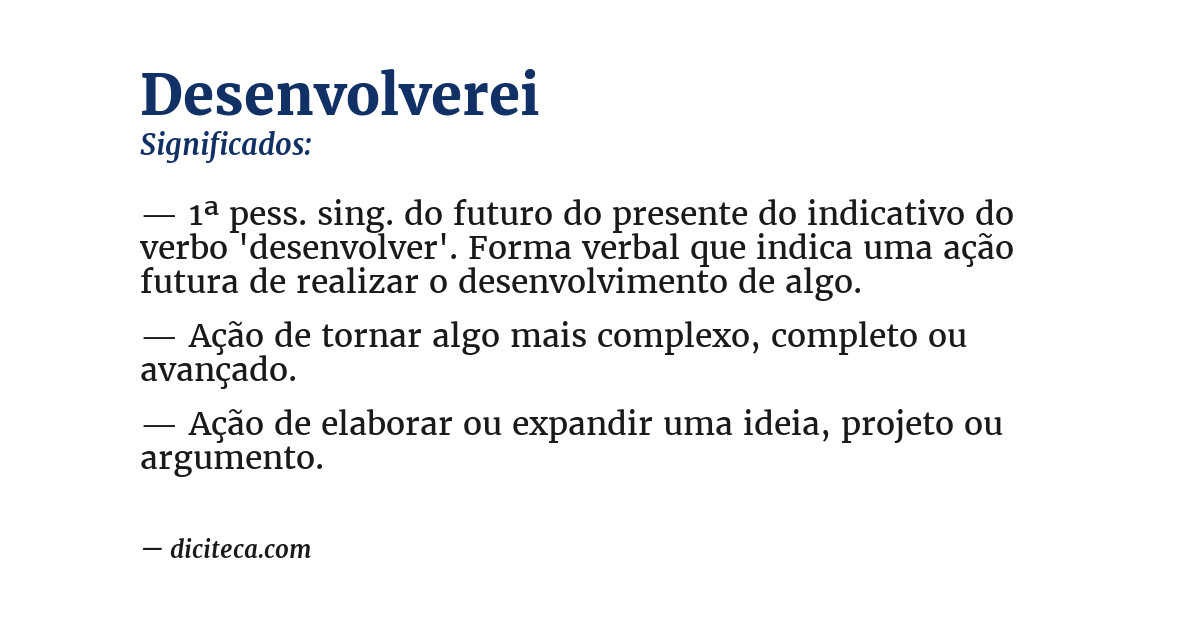 Significado de desenvolverei