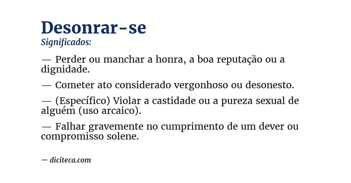 Significado de desonrar-se