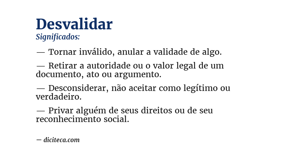 Significado de desvalidar