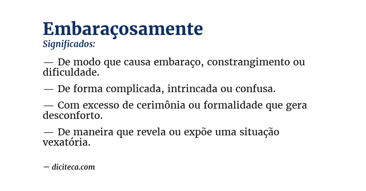 Significado de embaraçosamente
