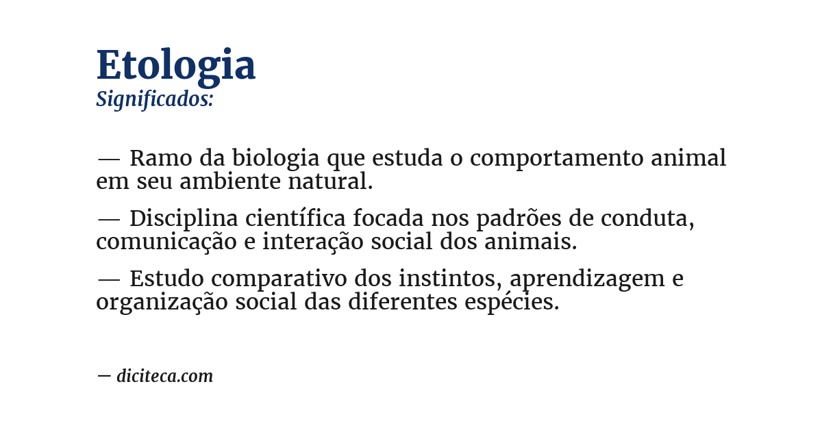 Significado de etologia