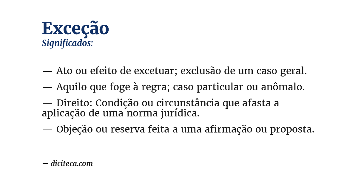 Significado de exceção