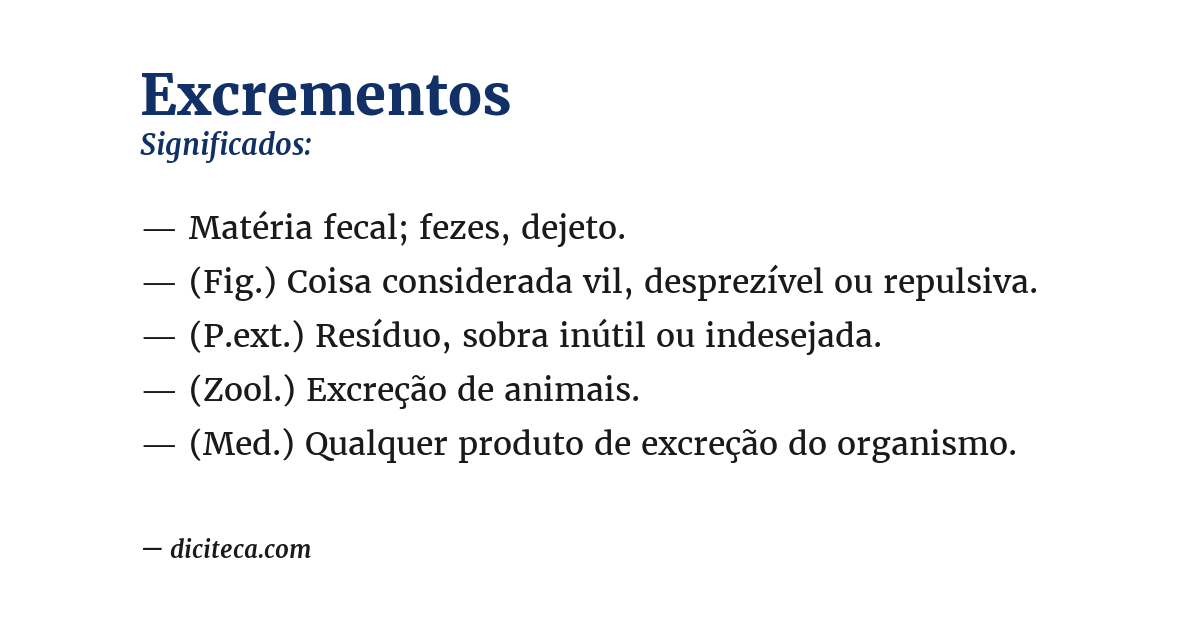 Significado de excrementos