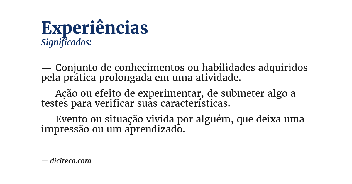 Significado de experiências