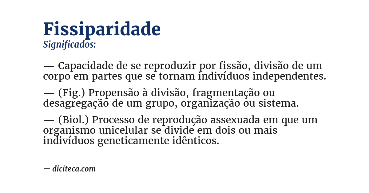 Significado de fissiparidade