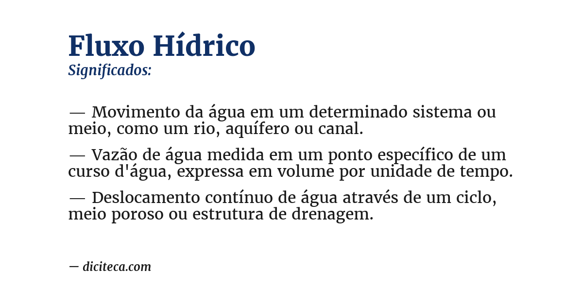 Significado de fluxo hídrico