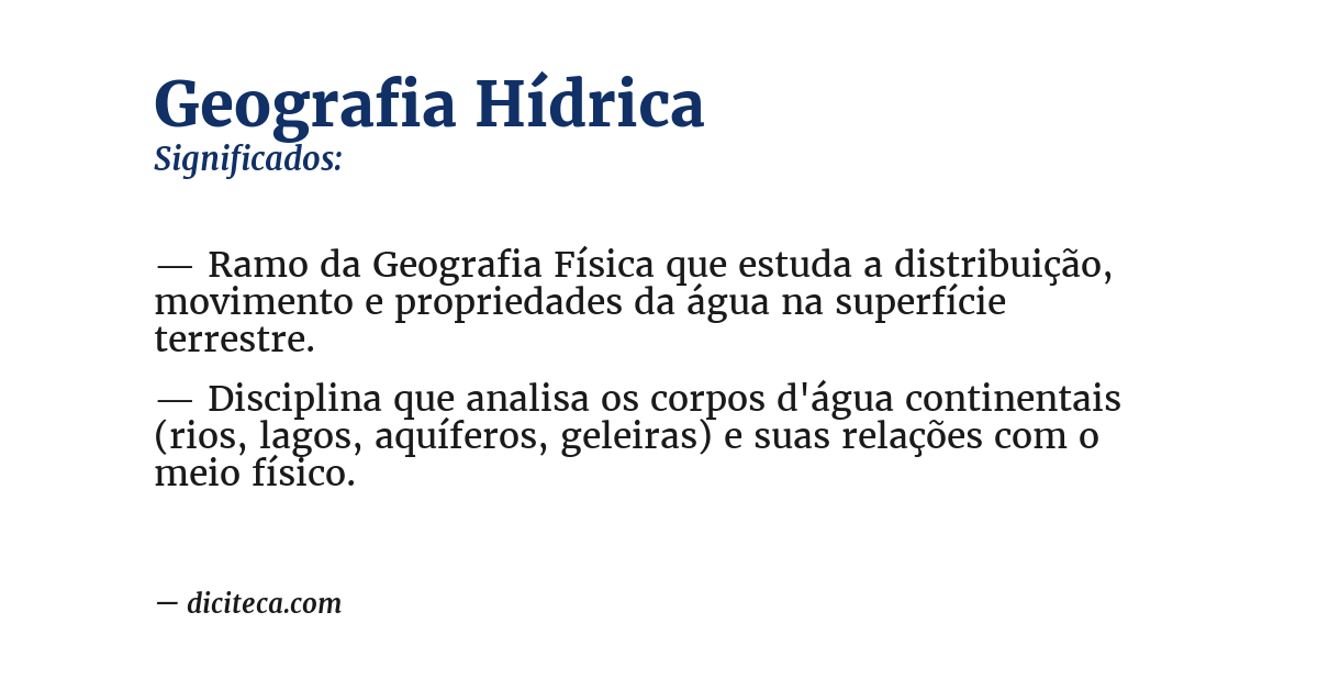 Significado de geografia hídrica