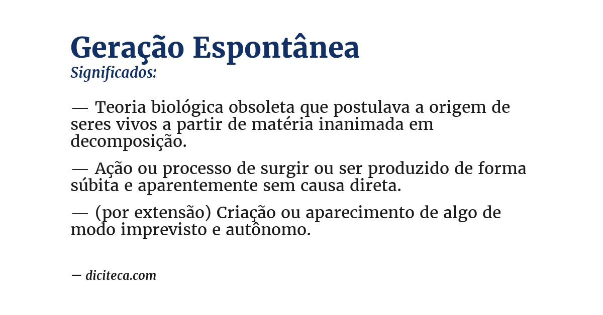 Significado de geração espontânea