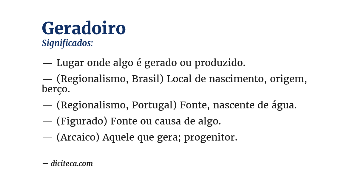 Significado de geradoiro