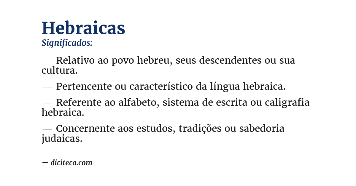 Significado de hebraicas