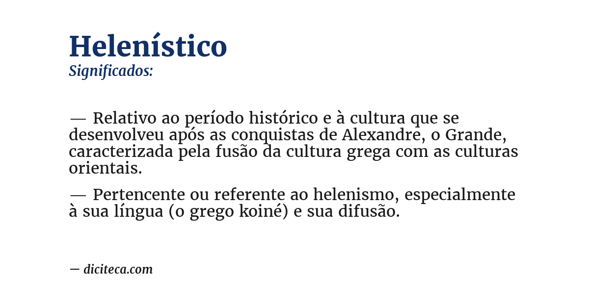 Significado de helenístico