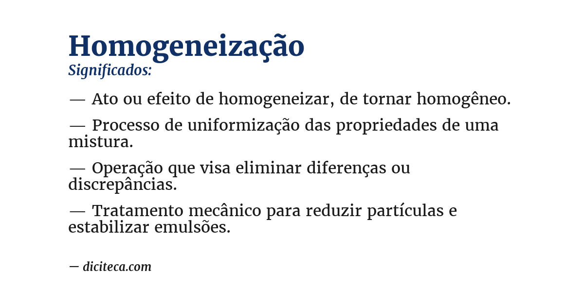 Significado de homogeneização