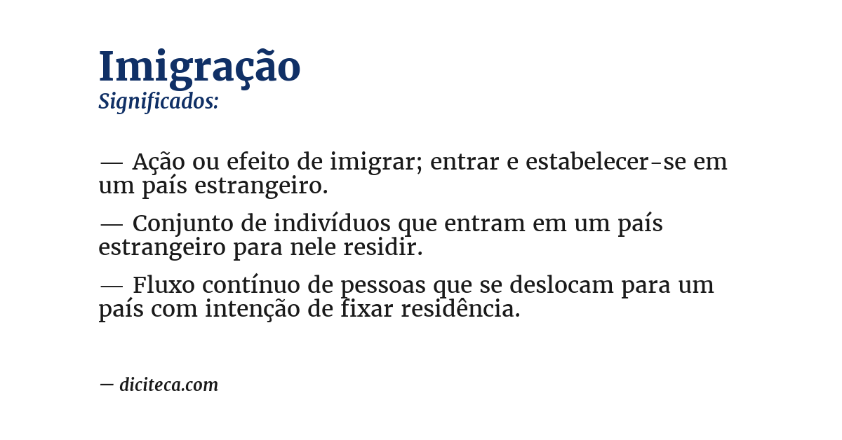 Significado de imigração