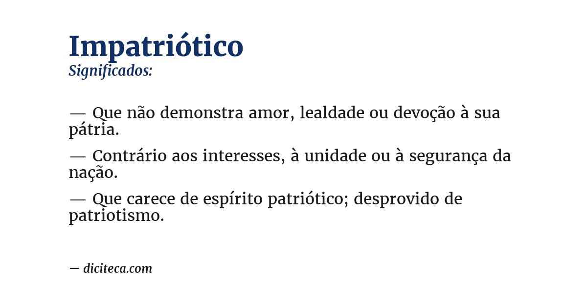 Significado de impatriótico