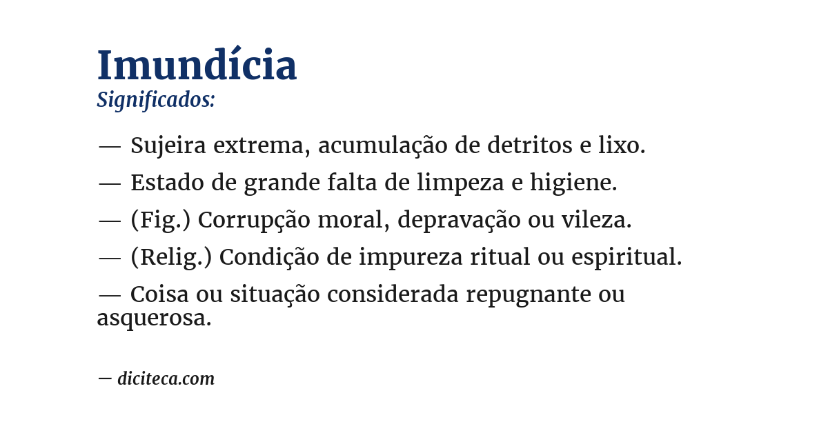 Significado de imundícia