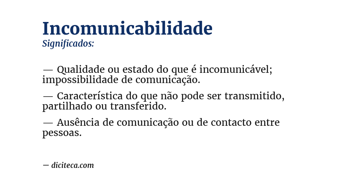 Significado de incomunicabilidade