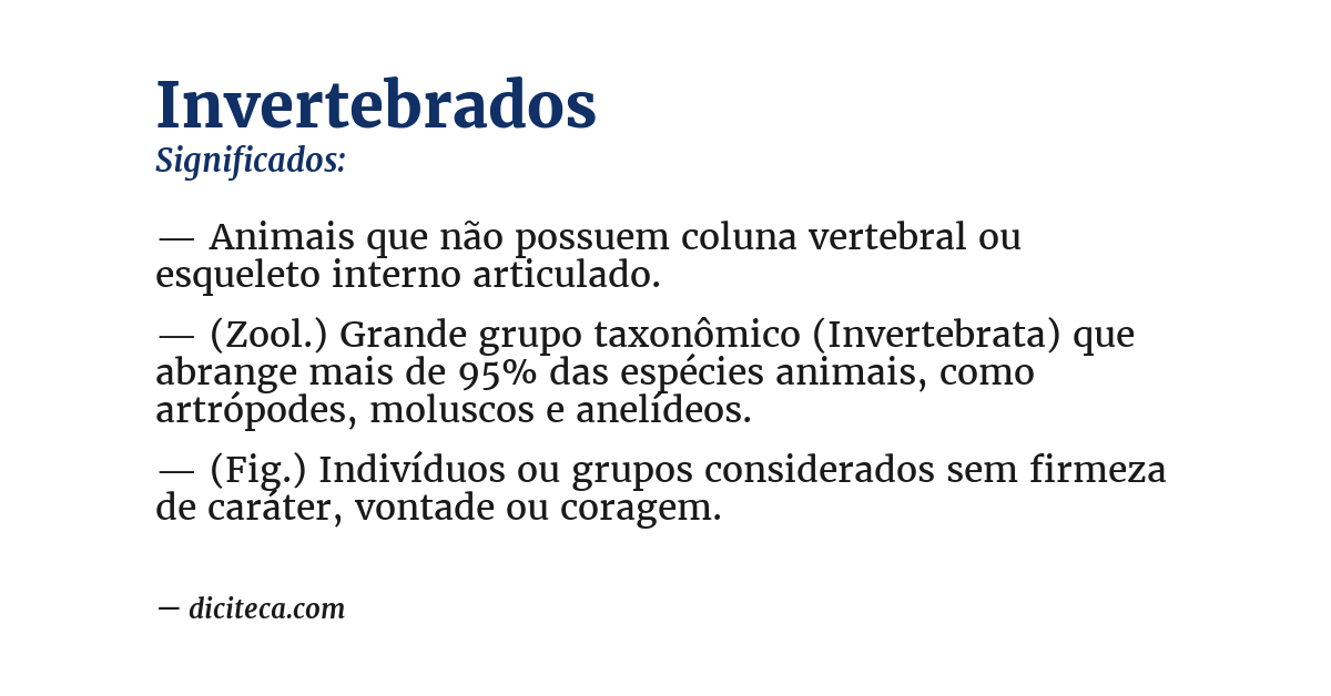 Significado de invertebrados