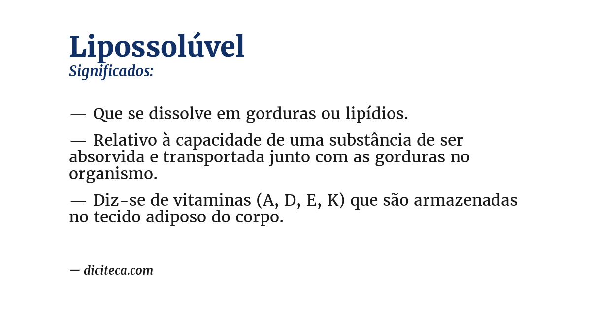 Significado de lipossolúvel