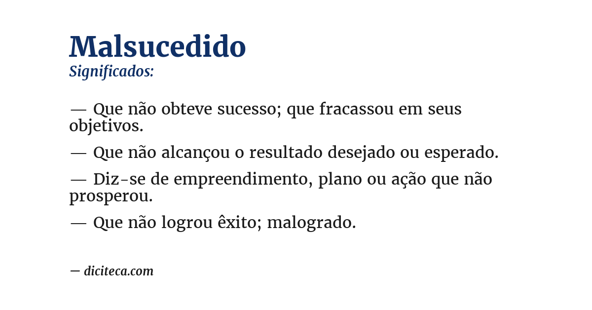Significado de malsucedido