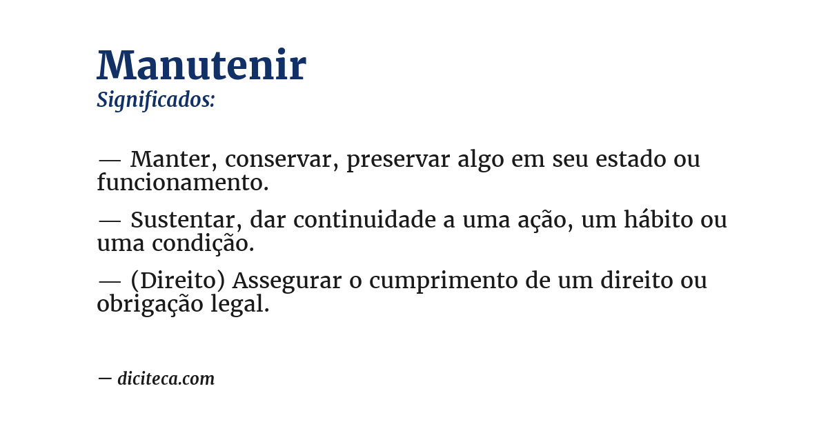 Significado de manutenir