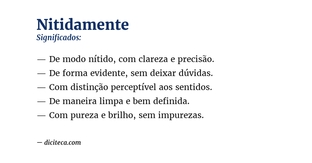 Significado de nitidamente