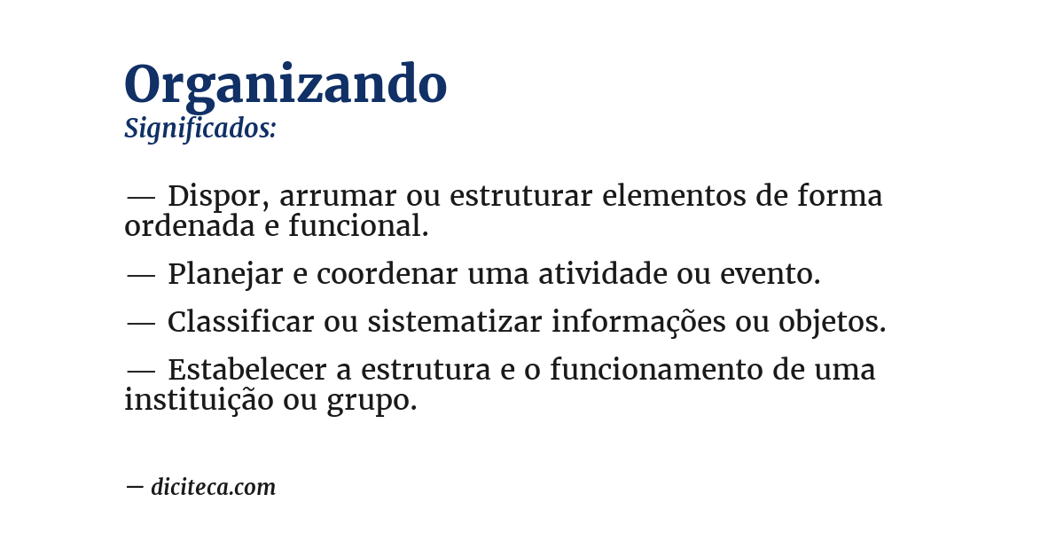 Significado de organizando