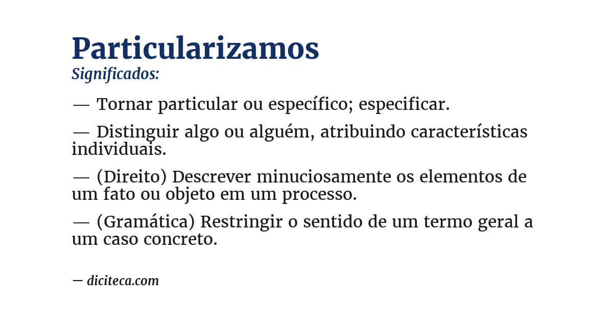 Significado de particularizamos