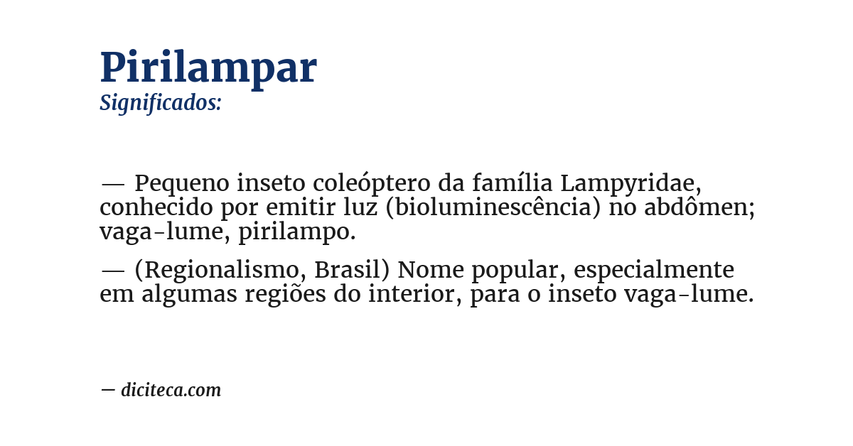 Significado de pirilampar