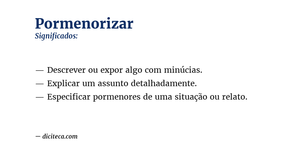 Significado de pormenorizar