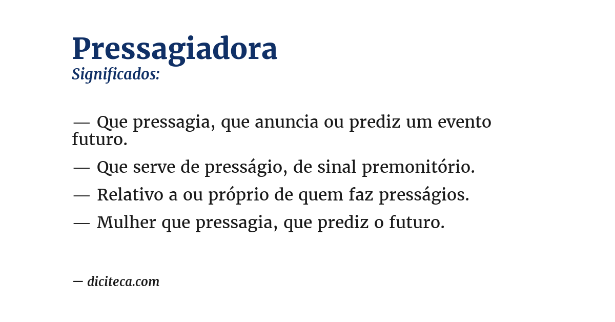 Significado de pressagiadora