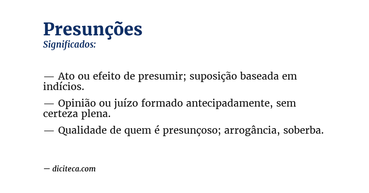 Significado de presunções