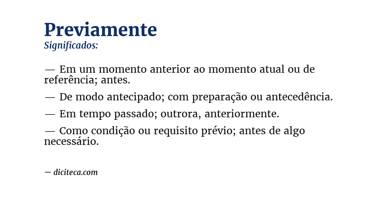 Significado de previamente