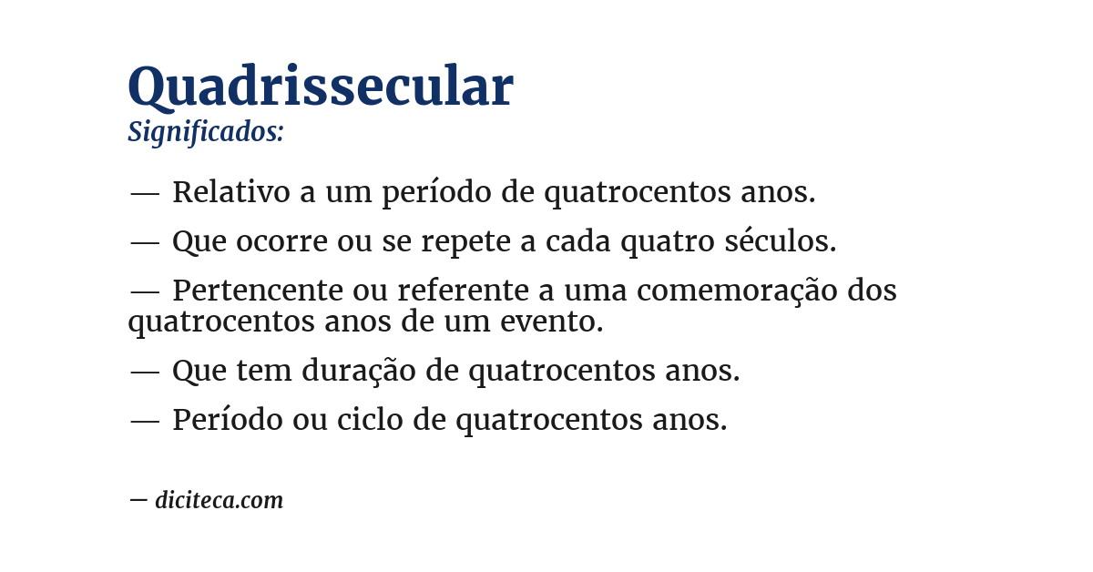 Significado de quadrissecular