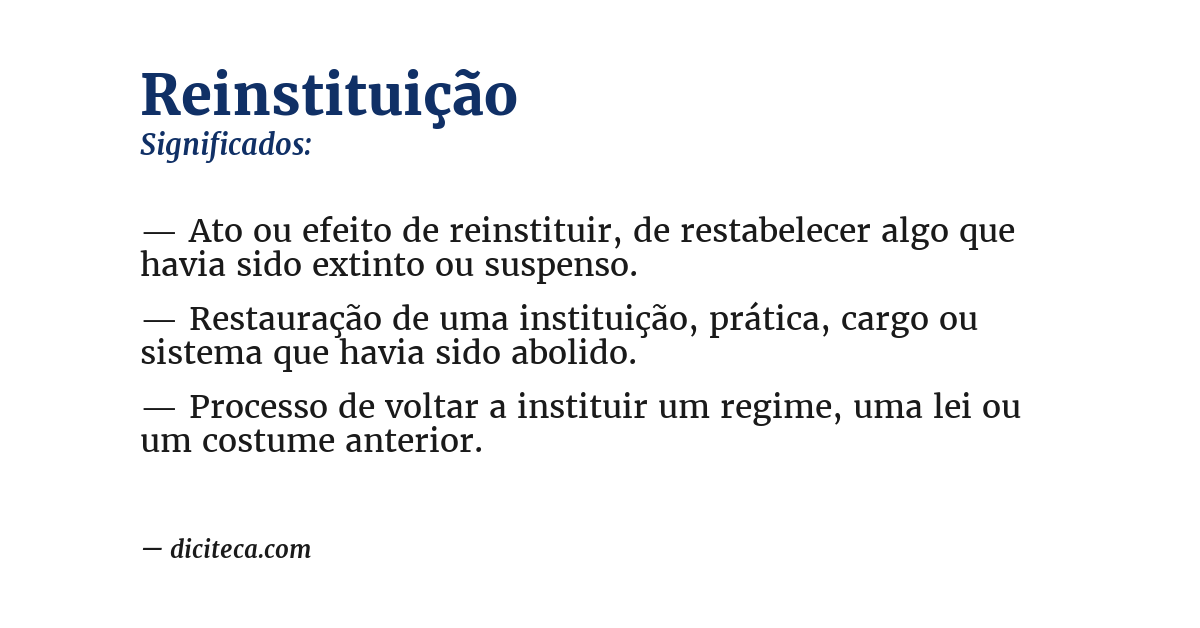 Significado de reinstituição