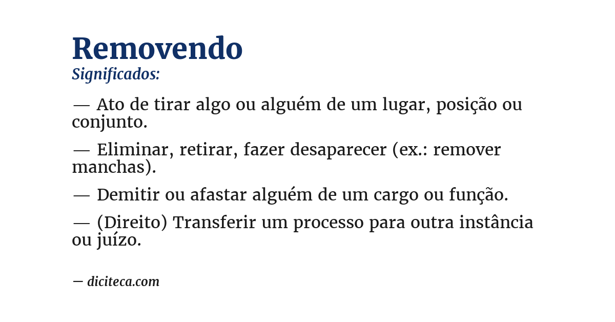 Significado de removendo