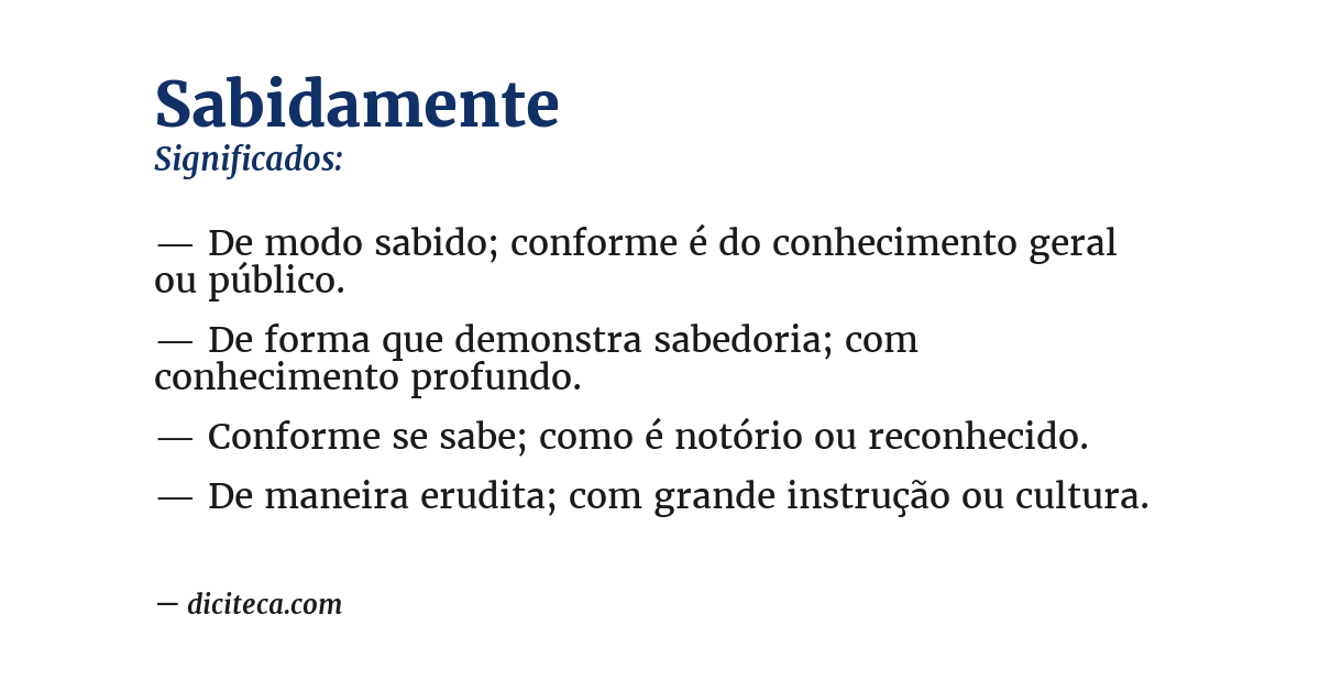 Significado de sabidamente