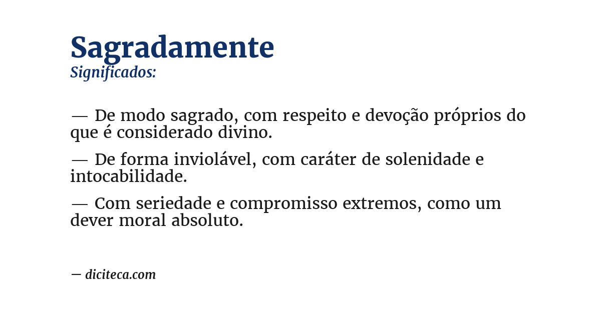 Significado de sagradamente