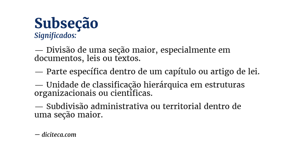 Significado de subseção