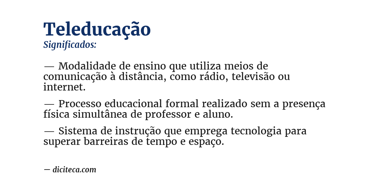 Significado de teleducação
