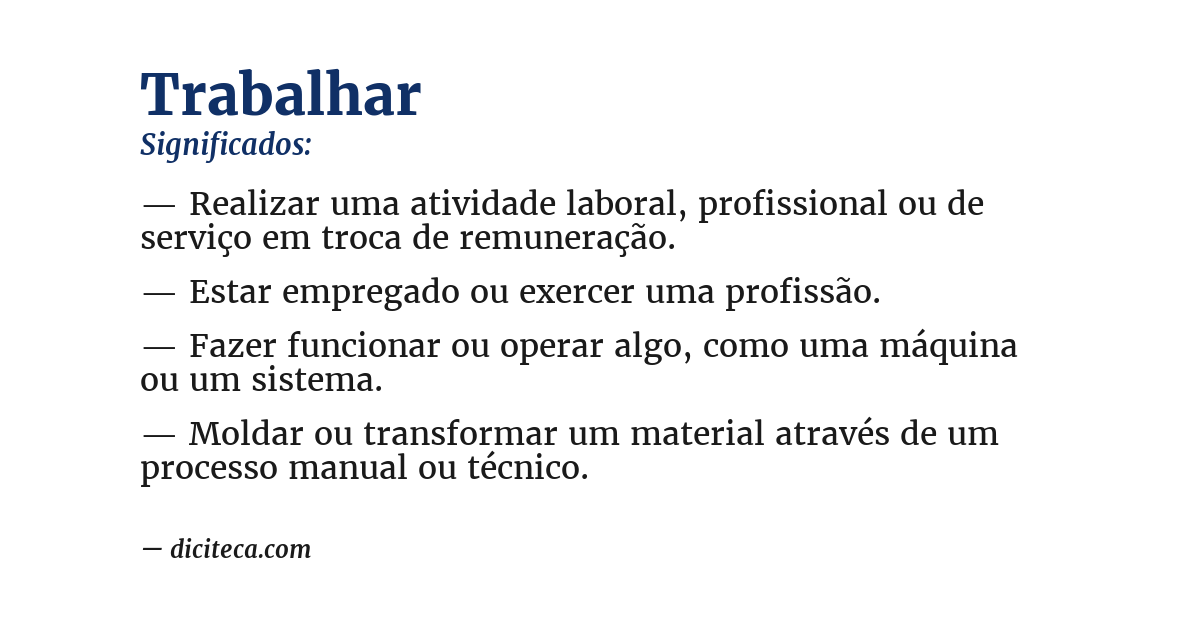 Significado de trabalhar