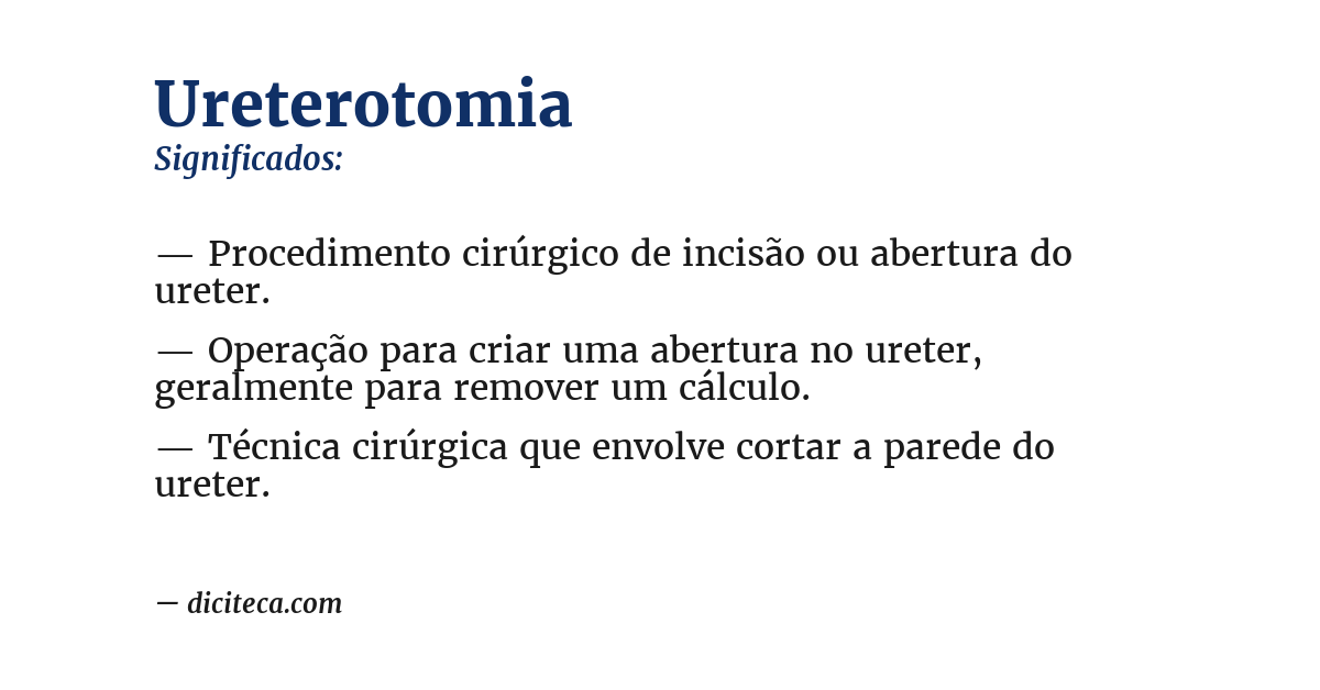 Significado de ureterotomia
