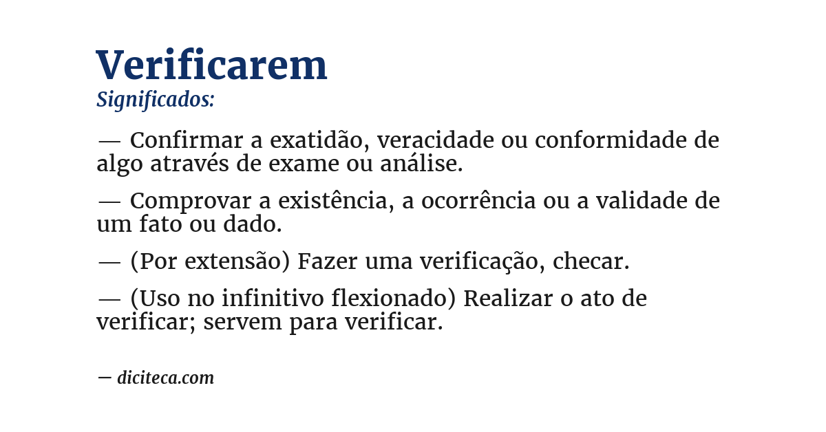 Significado de verificarem