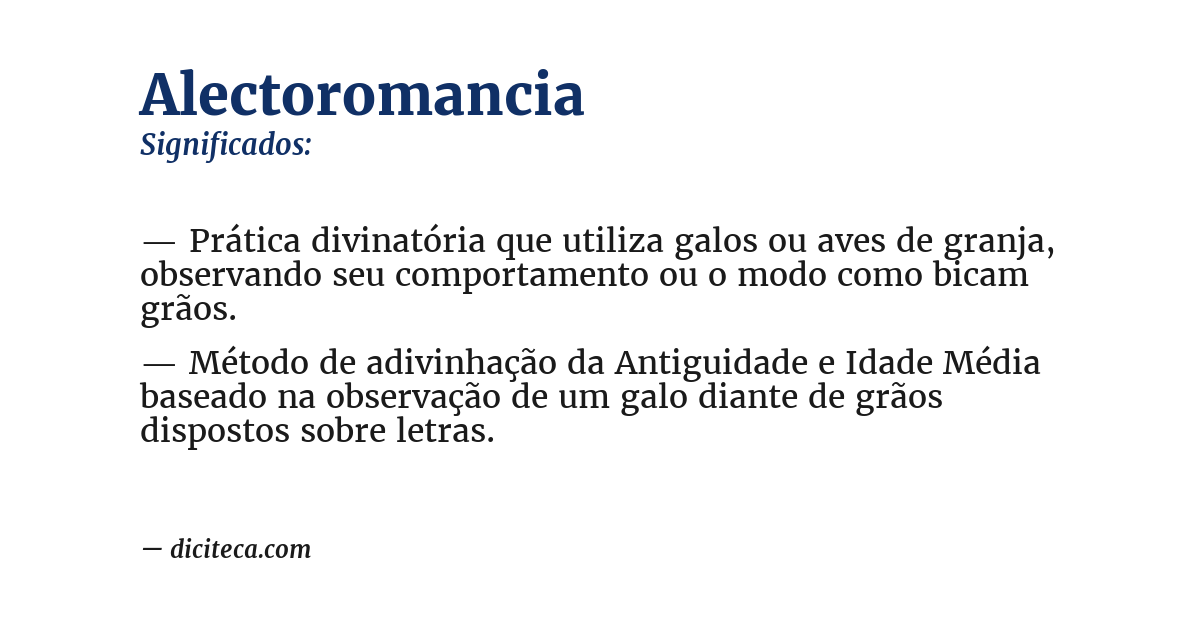 Significado de alectoromancia
