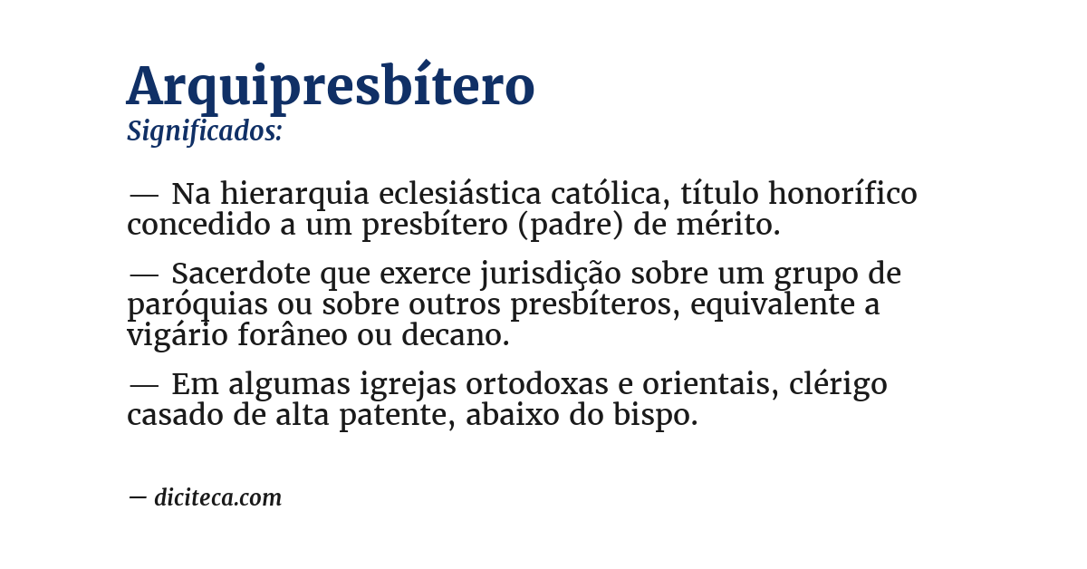 Significado de arquipresbítero