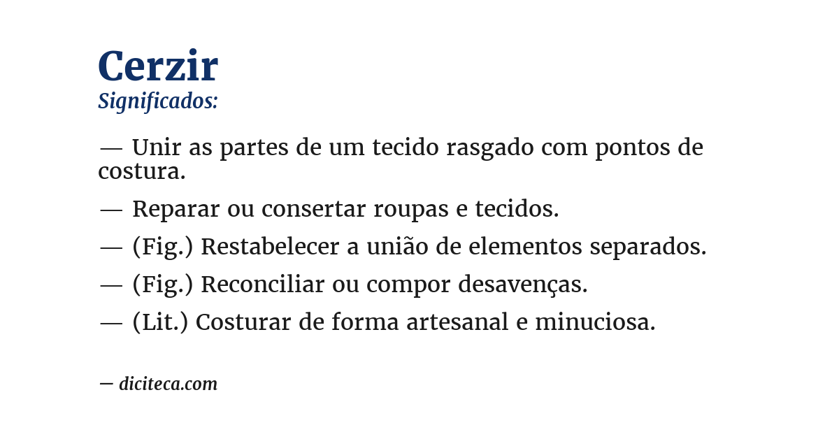 Significado de cerzir