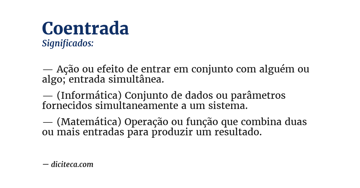 Significado de coentrada